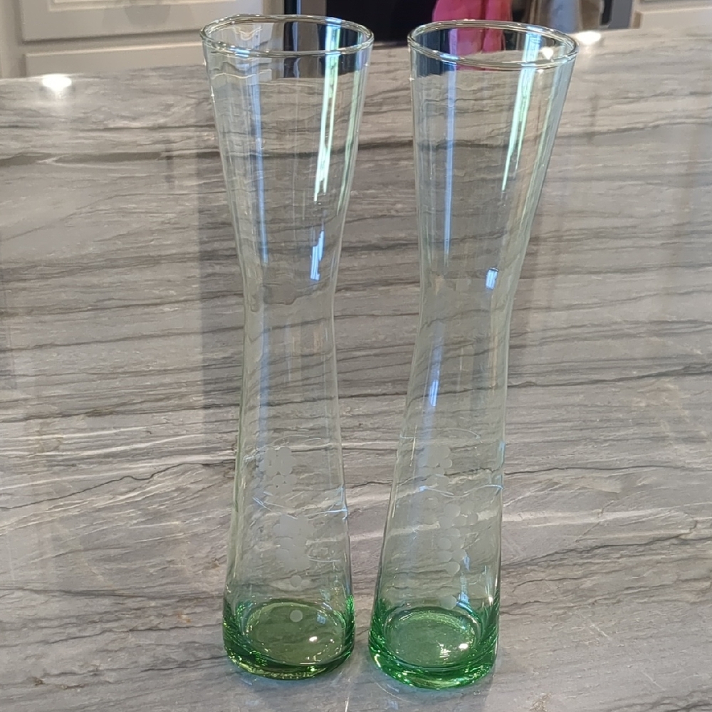 Elegant Green Glass Vases